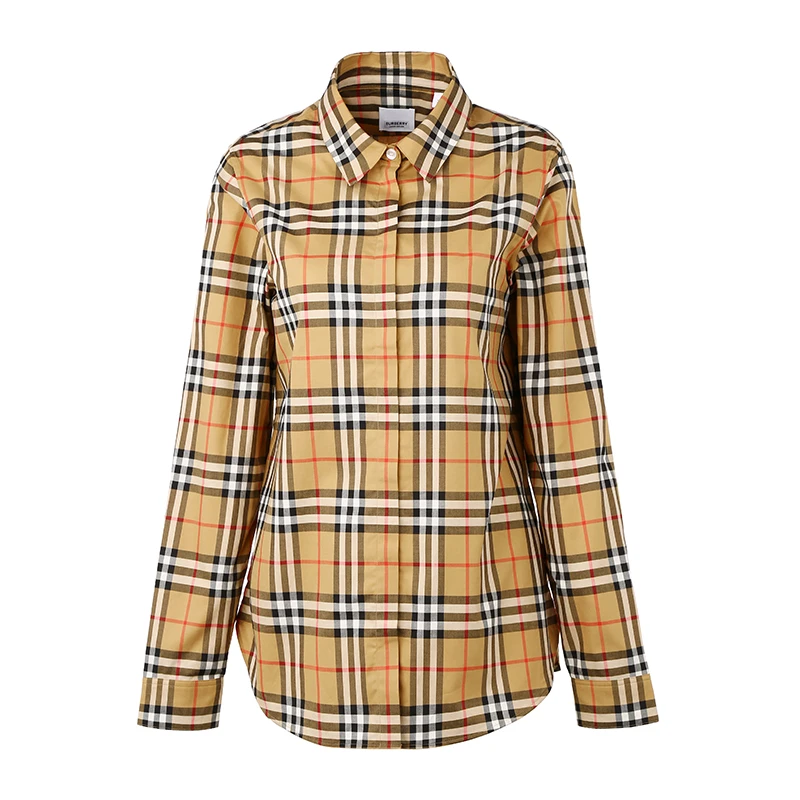 burberry/博柏利经典格纹棉质修身女士格子长袖衬衫BB192220001