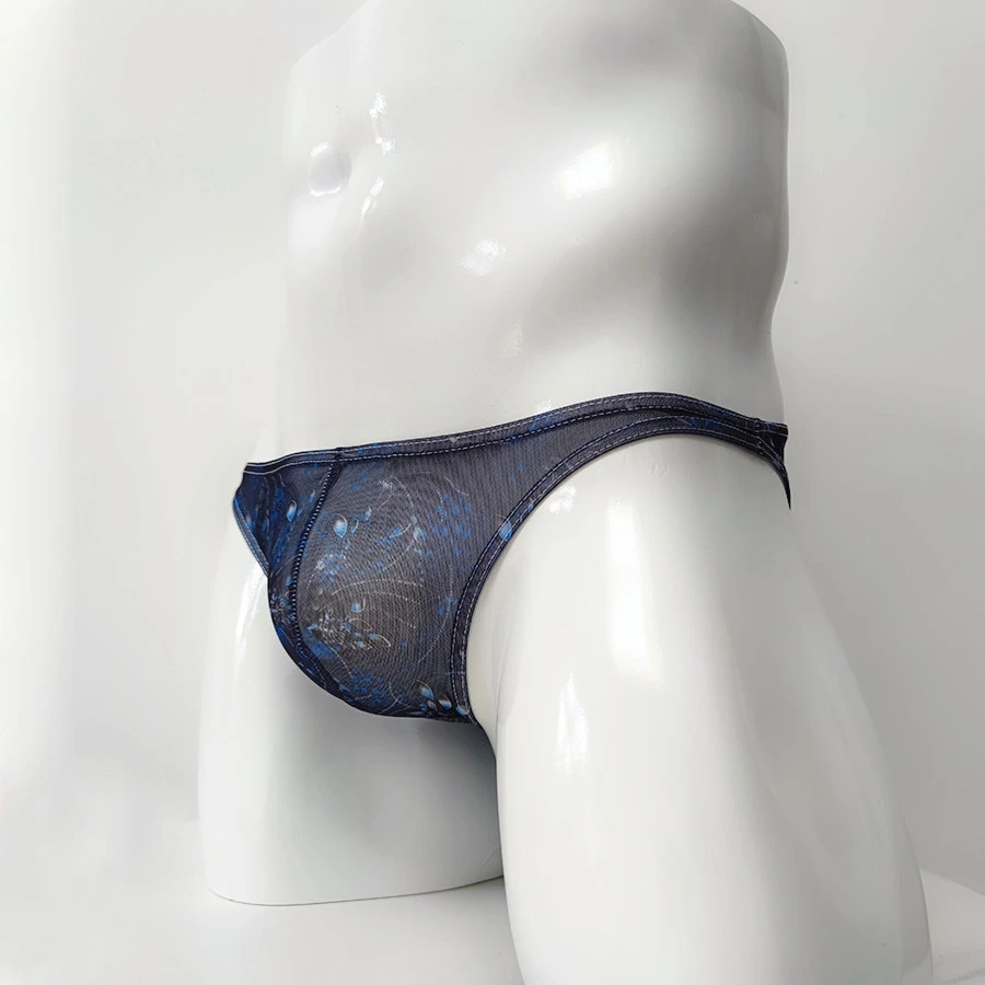 男士内裤超低腰小三角网纱印花透气性感比基尼速干夏薄款