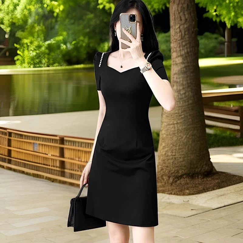 气质包臀显身材连衣裙气质干练职业装短裙女神范轻奢小黑裙子时尚