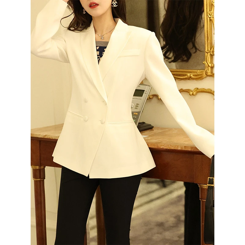 每人衣谷 时尚气质女神范白色三醋酸西装