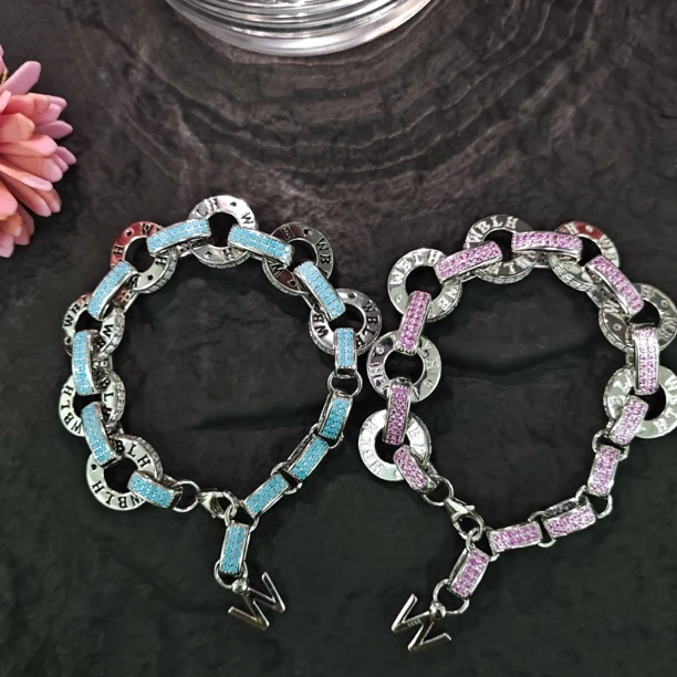 925银合成锆石手链 WBLH乌巴拉花原创手链双面双色可配任意吊坠