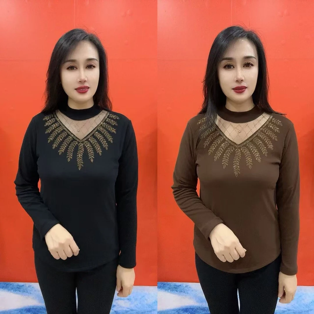 3039款镂空领加绒衫