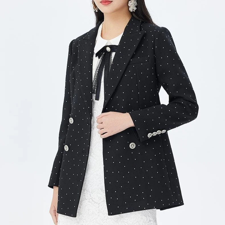 烫钻羊毛西装收身外套151410006