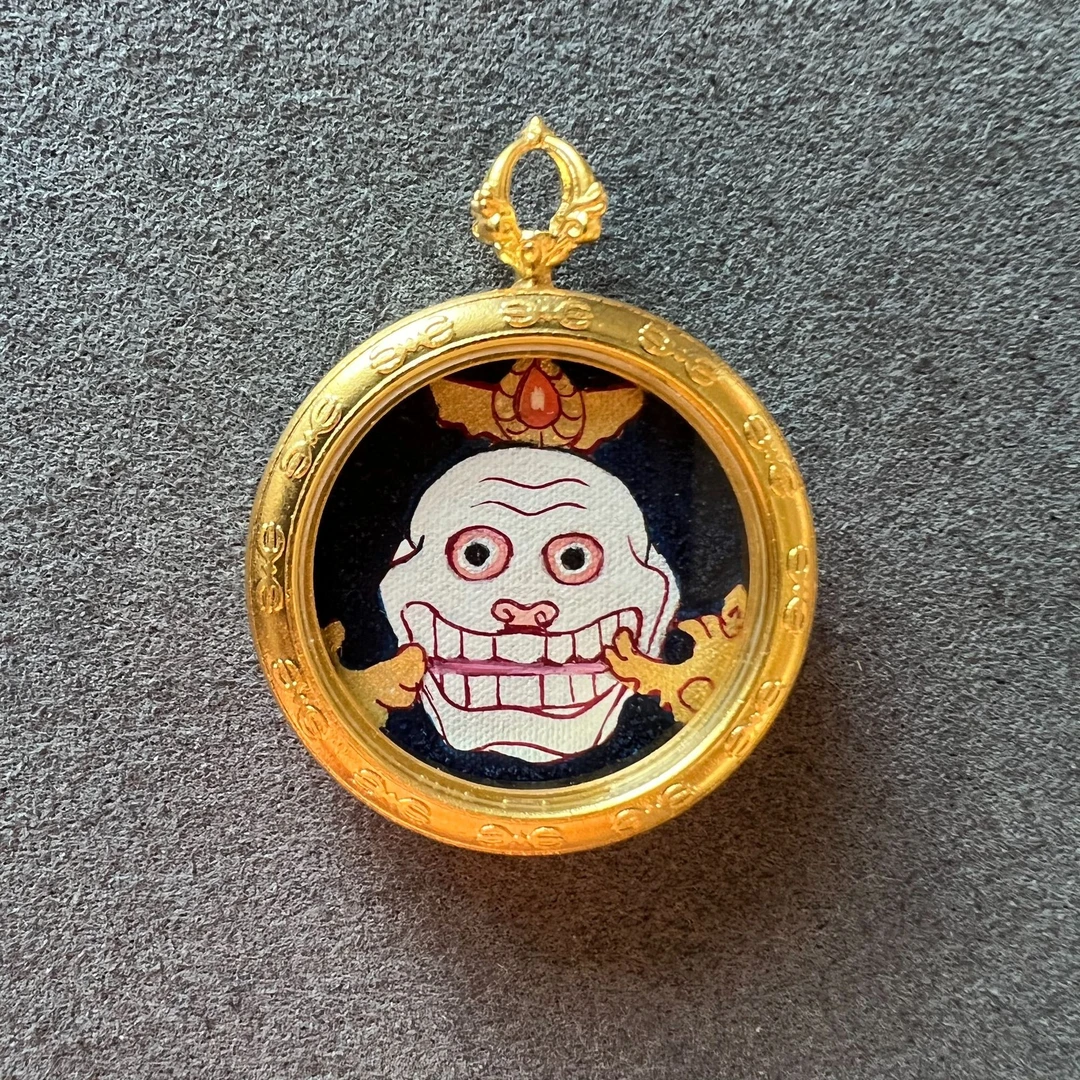 纯手绘唐卡 尸陀林主 小骷骷 尺寸直径2.0cm