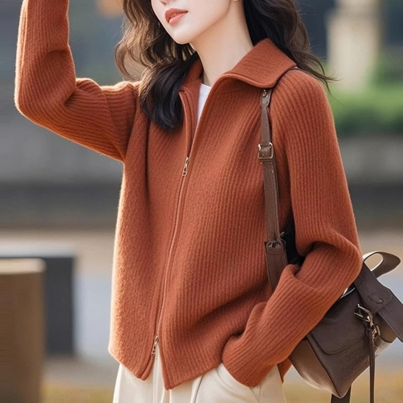 2024新款早秋慵懒风小众设计感独特超好看绝美针织衫红色上衣女装