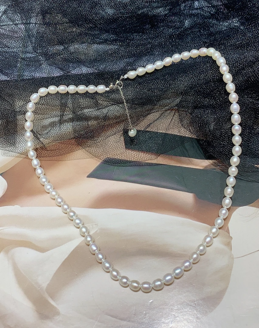 925银银制品 925银 5mm小米粒 珠项链