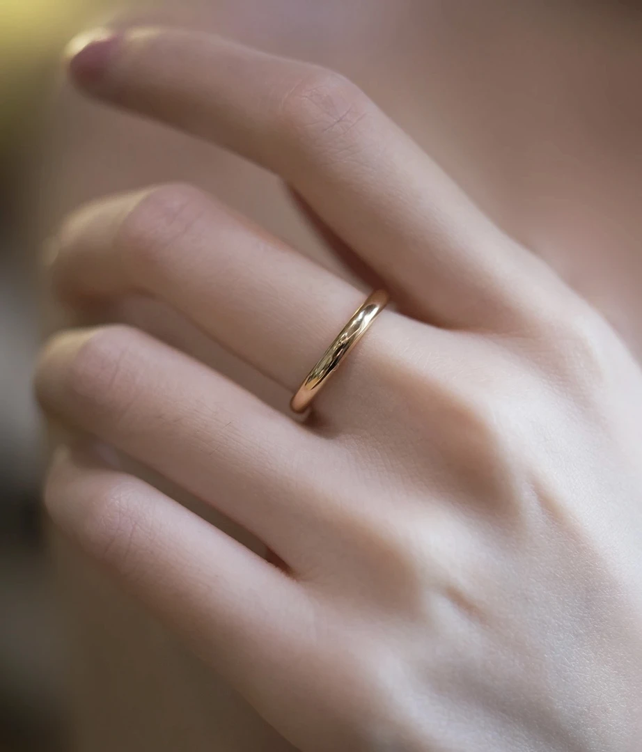 18K 玫瑰金素圈戒指