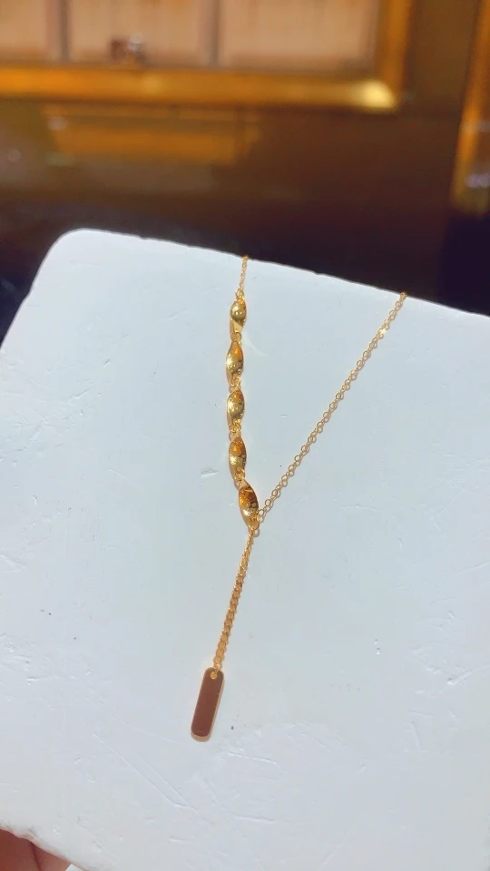 18K黄螺旋片Y项链秒