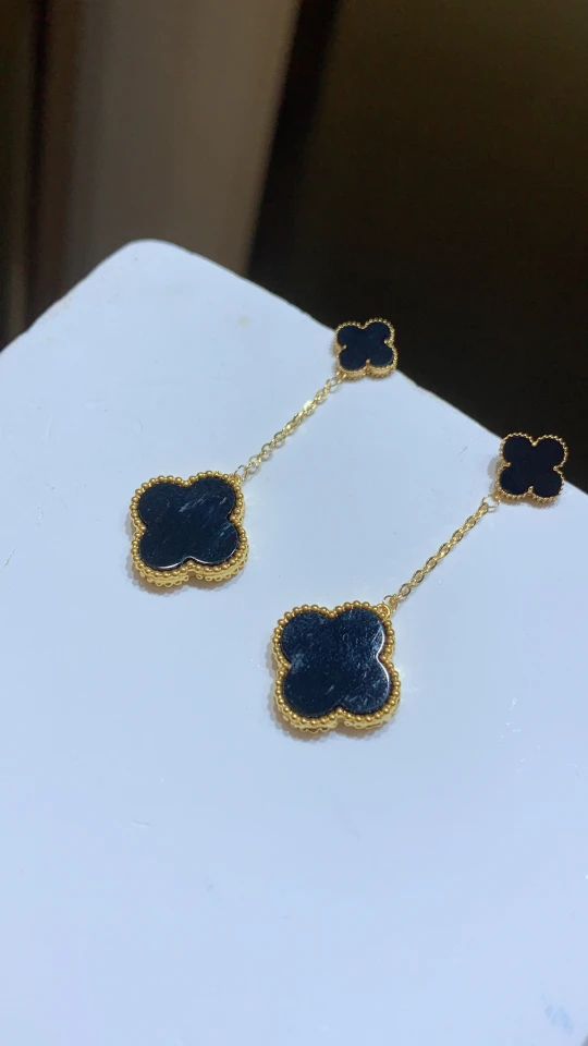 18k黄 双花耳坠耳环多样性发货拍一发一对