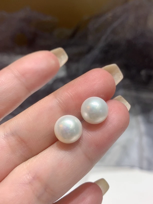 925银银制品 925银珍珠 9-10MM耳钉