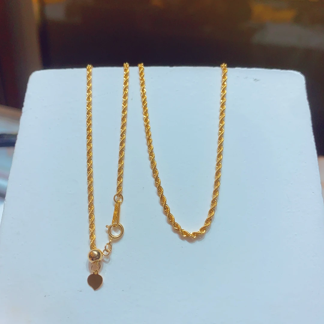 18K黄 麻花项链 细链 50cm