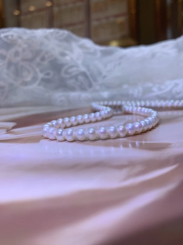 925银银制品 925银 5.5mm -6mm珍珠项链