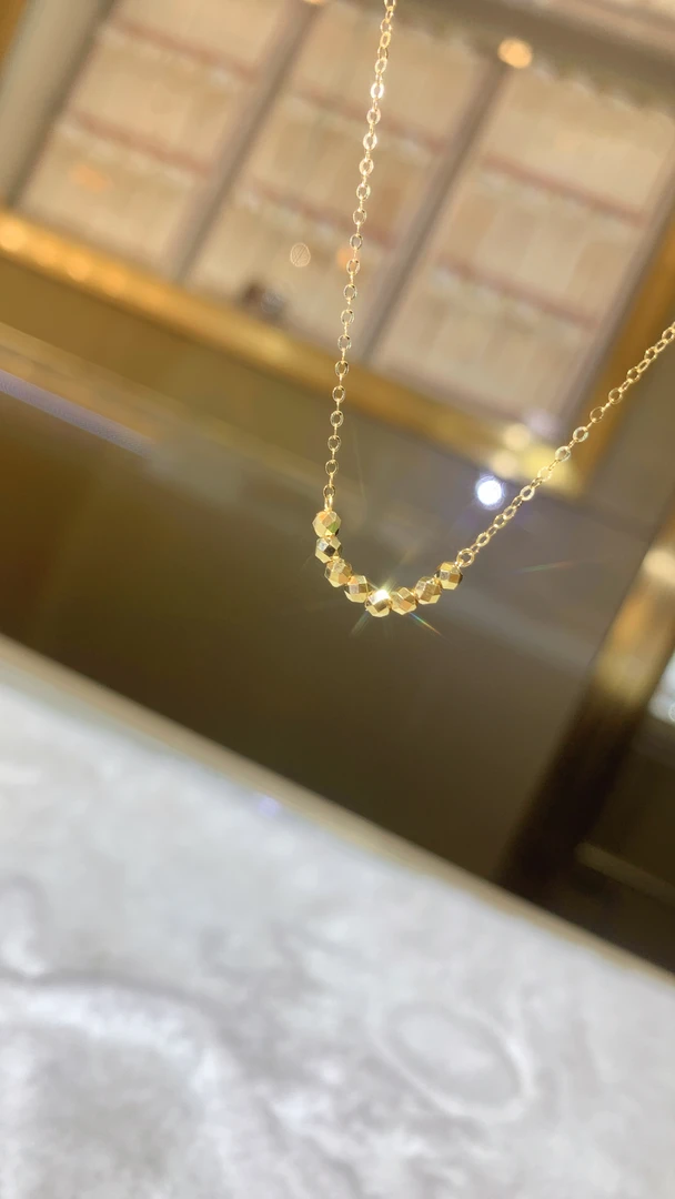 18k黄金镭射珠项链秒