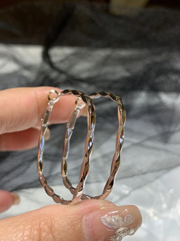 925银银制品 925银方形耳圈