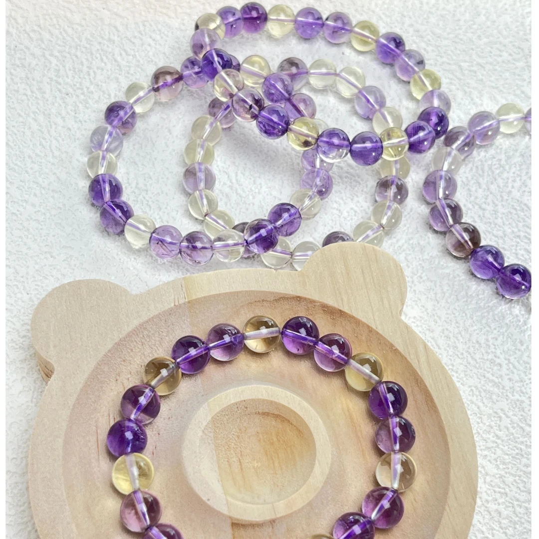 天然紫黄晶水晶手串8m+多样性发其一