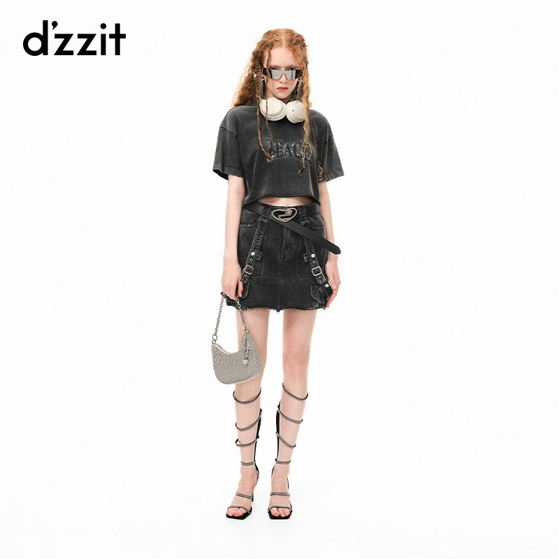 281【陈大可专属】dzzit地素牛仔短裙春秋辣妹风设计感半身裙女
