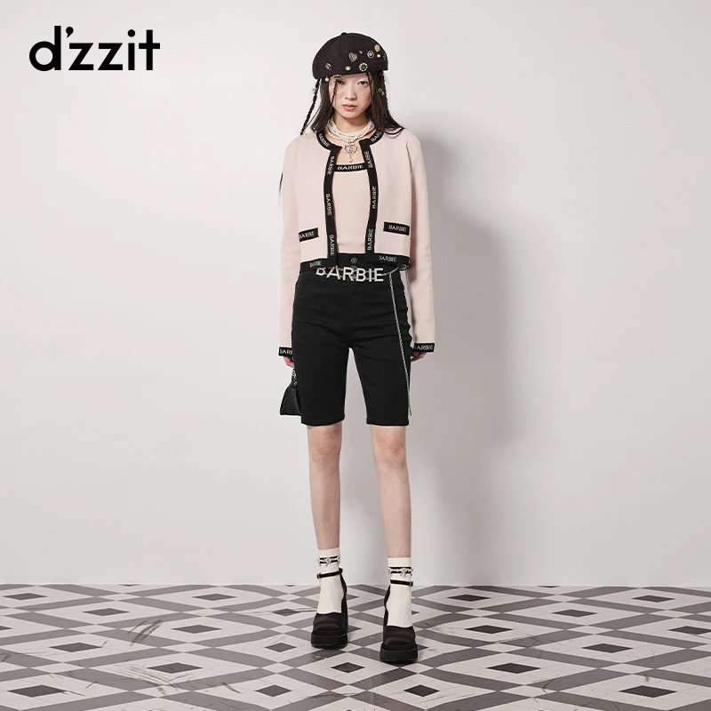 625【陈嘉尔专属】dzzit地素牛仔骑行裤高街黑色高腰短裤五分裤女