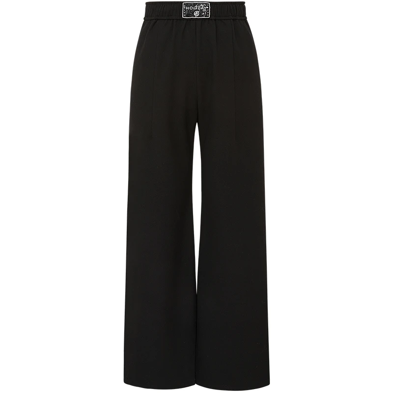 231【专属】dzzit地素西装长裤黑色松紧腰休闲宽松阔腿裤女