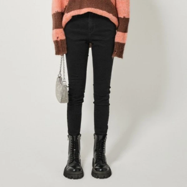 288【专属】dzzit地素拼接腰头牛仔小腿裤玻尿酸潮修身长裤女