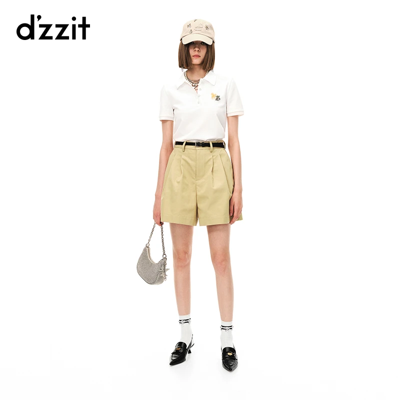 【专属】dzzit地素POLO领夏英伦风设计休闲正肩短袖上衣女