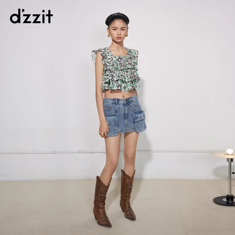 【专属】dzzit地素牛仔短裤夏季薄款辣妹风水洗工艺棉质裙裤女