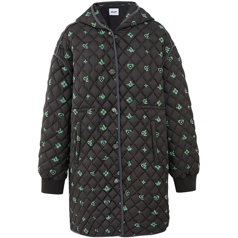 dzzit地素冬季连帽中长款宽松休闲羽绒服雅丹风外套女3D4K421