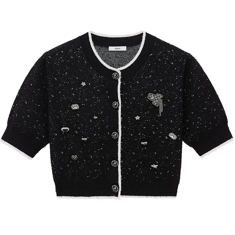 【爆款补单】dzzit地素短袖针织衫复古立体设计短款上衣女3H3E510