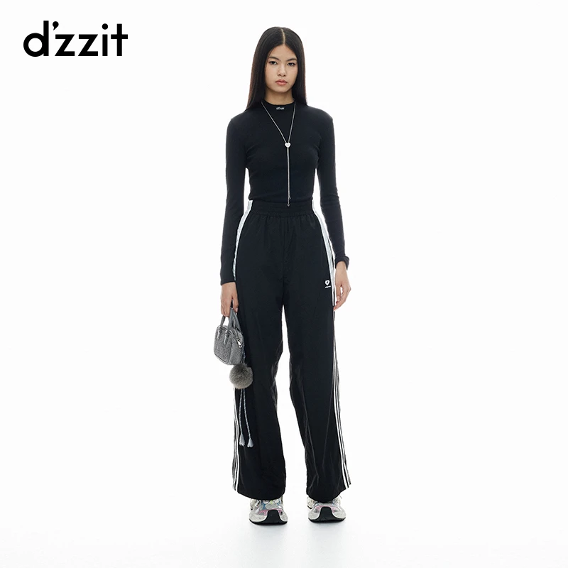 611【专属】dzzit地素休闲裤运动风拼色设计宽松阔腿长裤女3I3Q433