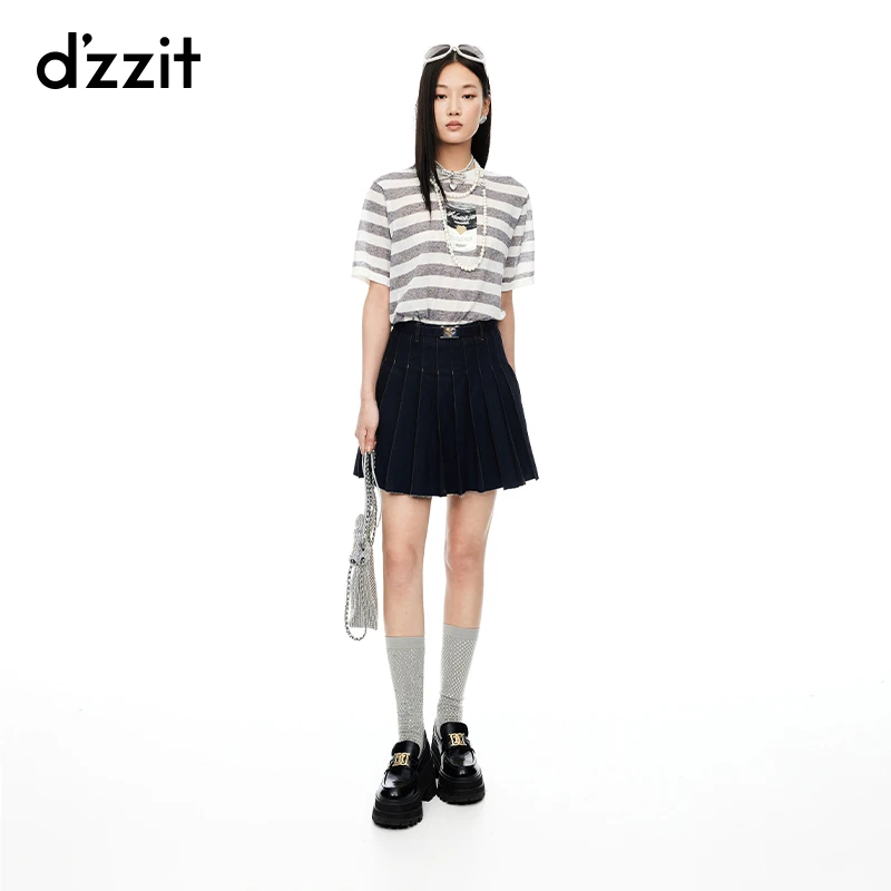 190【赵老板专属】【dzzit情绪T】地素短袖针织衫条纹上衣女高能感