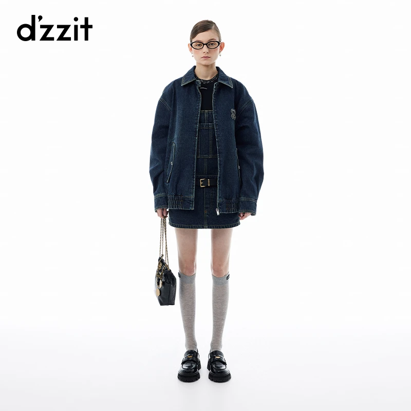 明星同款dzzit地素短外套春秋宽松贴布绣铆钉设计廓形女3I3RD05