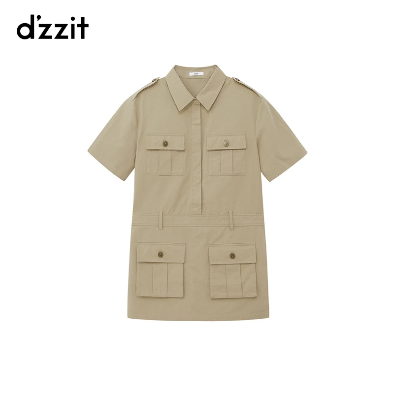 298【赵老板专属】dzzit地素工装连体裤休闲卡其色口袋连体短裤女