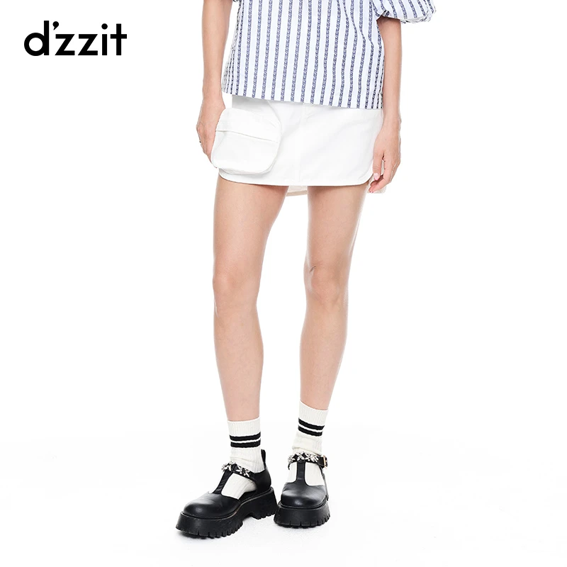 【DZ】dzzit地素黑色立体口袋ins高腰牛仔a字半身短裙