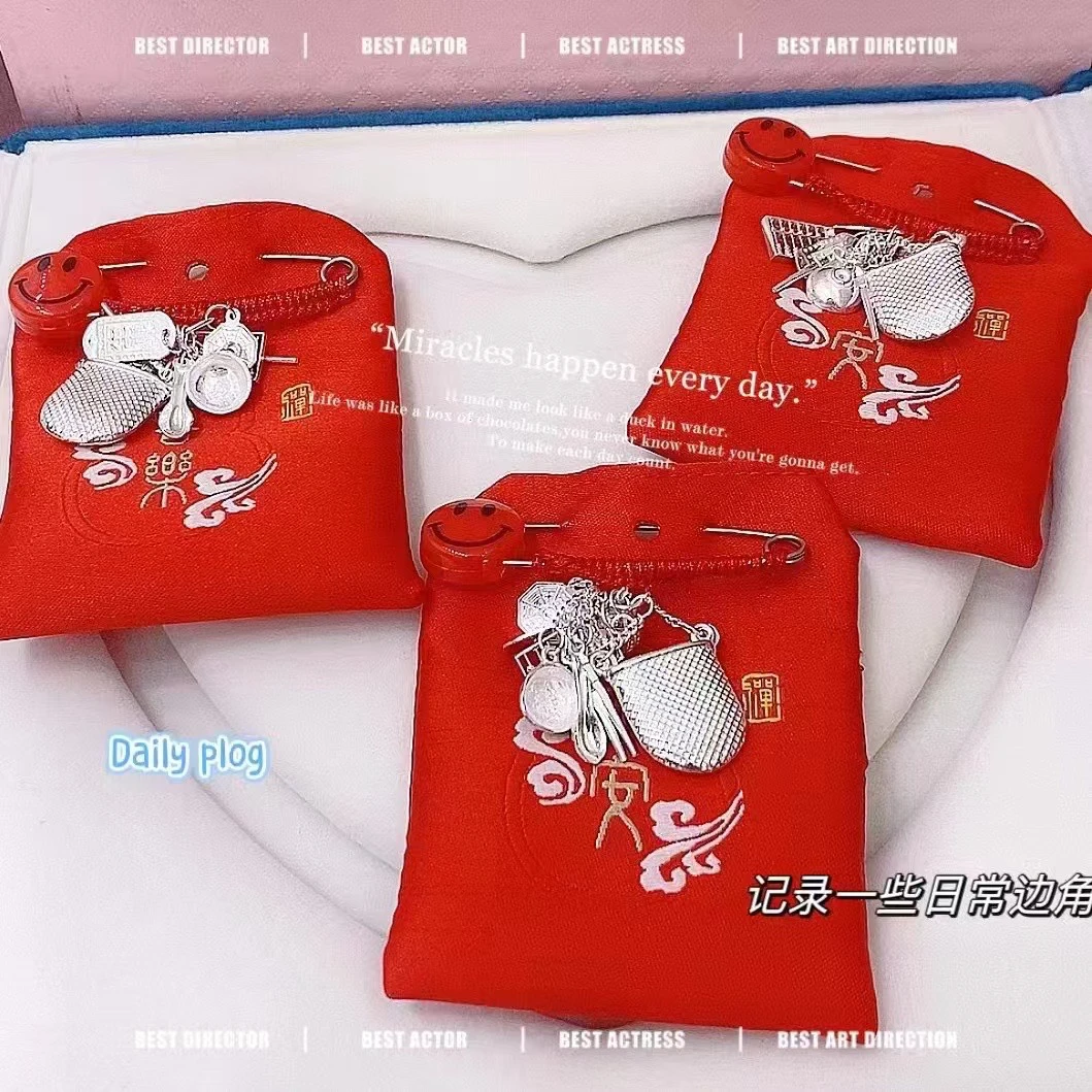 足银贝壳胸针 纯银乞丐包电影别针