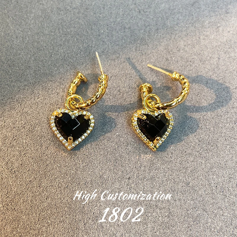 铜合金耳饰 黑桃爱心耳环1802