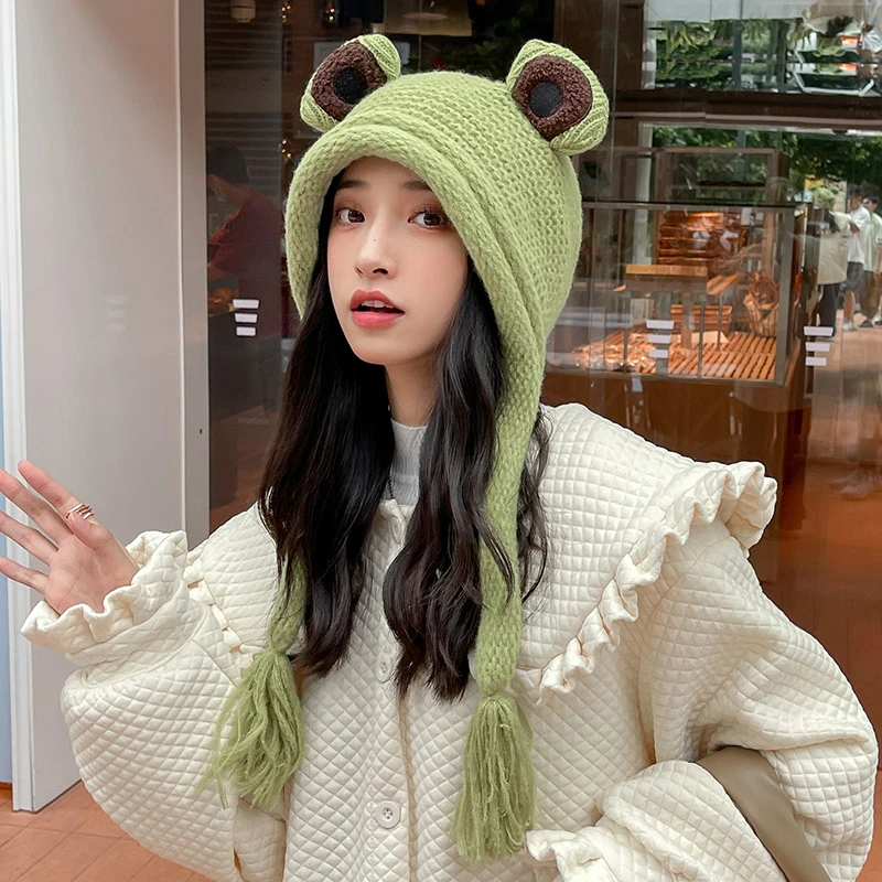 可爱立体耳朵毛线帽韩国少女针织保暖护耳帽甜美百搭冬季加厚冷帽