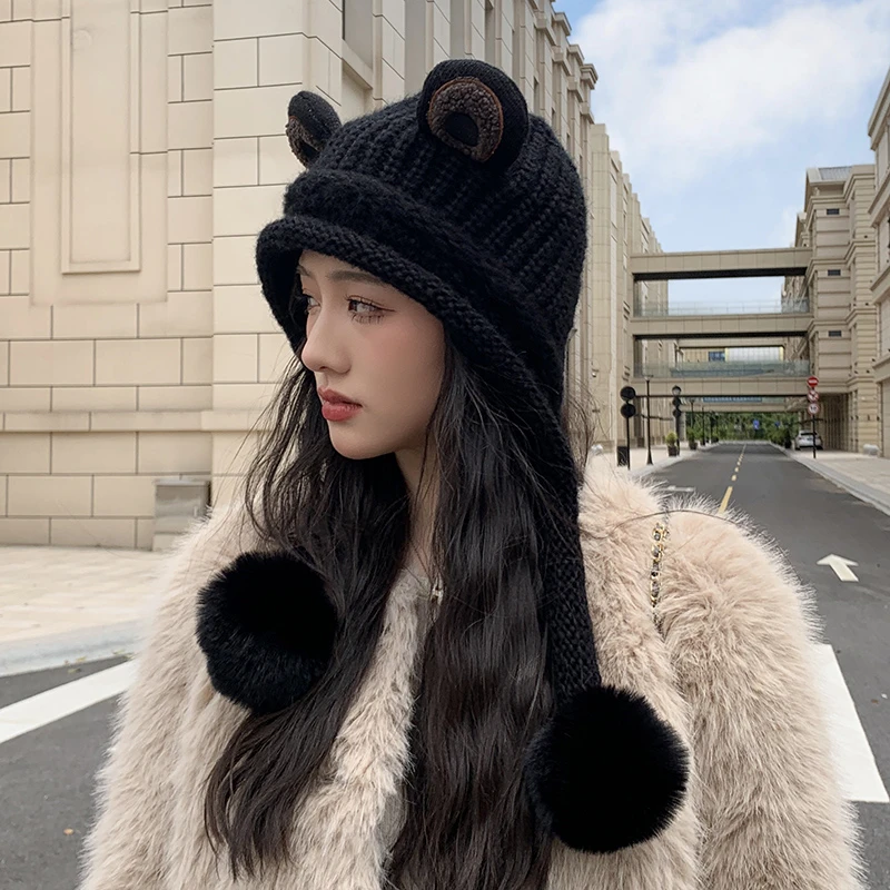 青蛙针织毛线帽冬天可爱包头帽子绿帽子护耳保暖耳套秋冬季学生