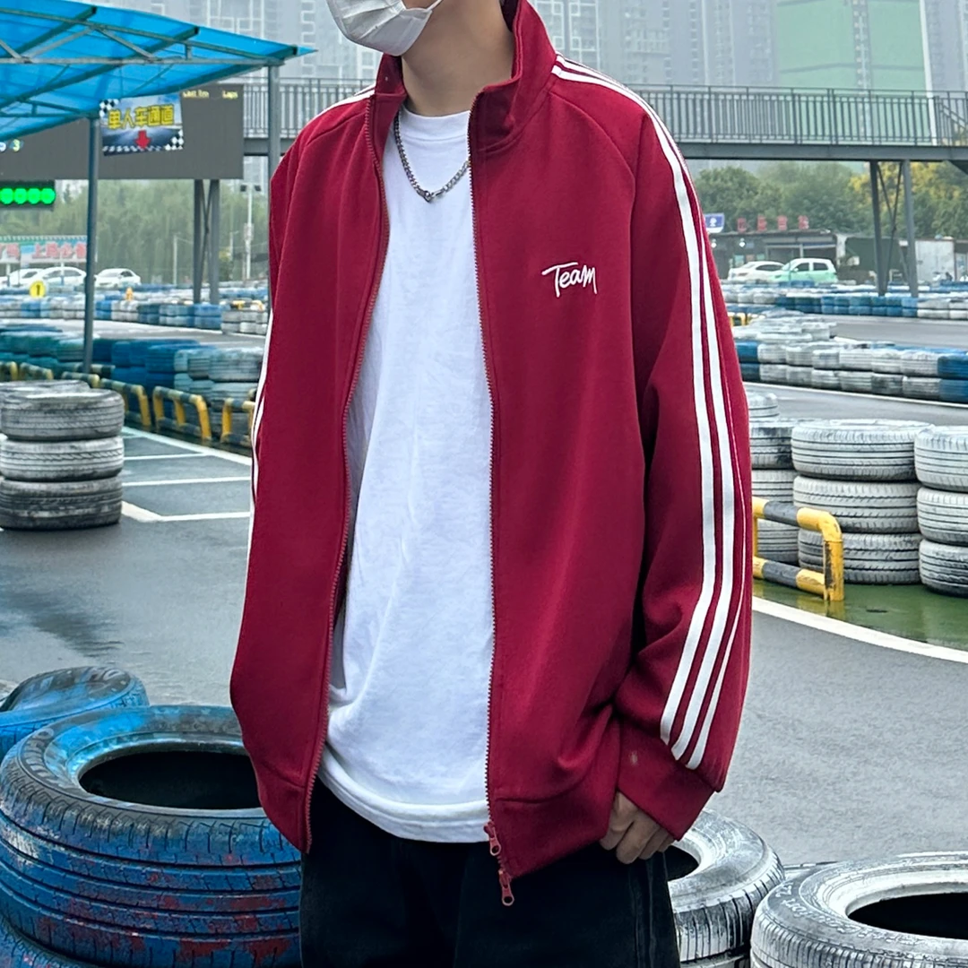 美式潮牌外套男生春季运动百搭黑色长袖卫衣男士上衣夹克 J91