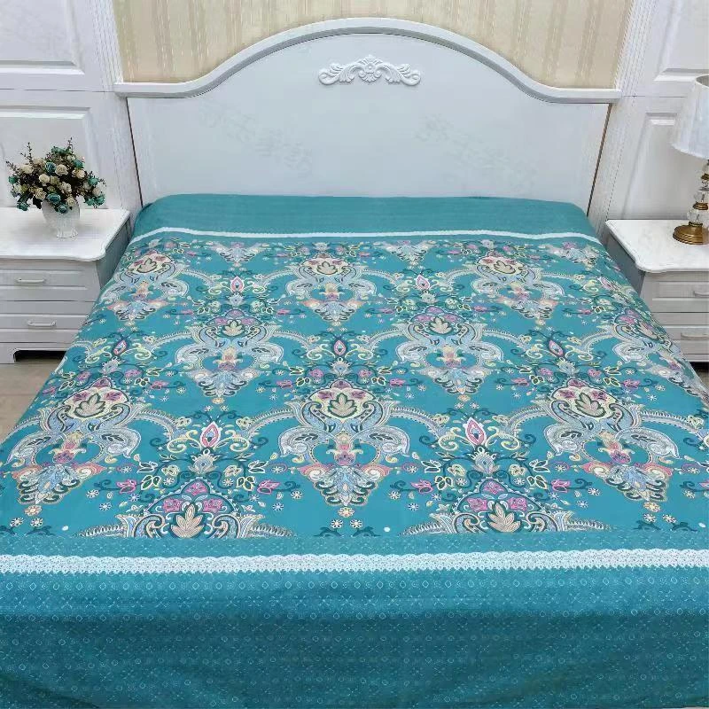 【绿色欧花床单】2.2米X2.3米大床斜纹面料双人床单炕单3D大版定位