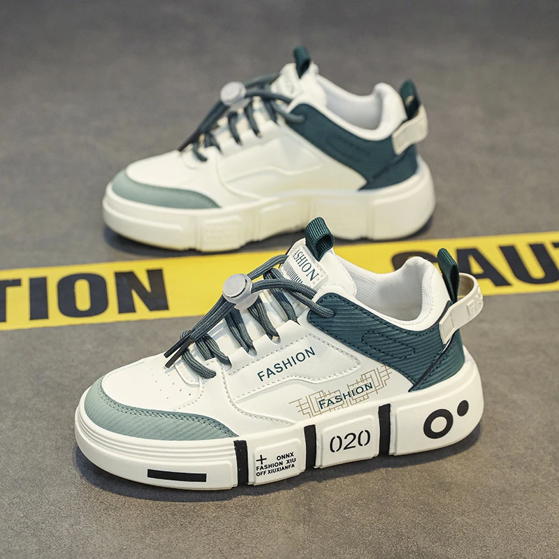 儿童高帮运动鞋秋季新款男童板鞋皮面休闲鞋中大童6-12岁跑步潮鞋