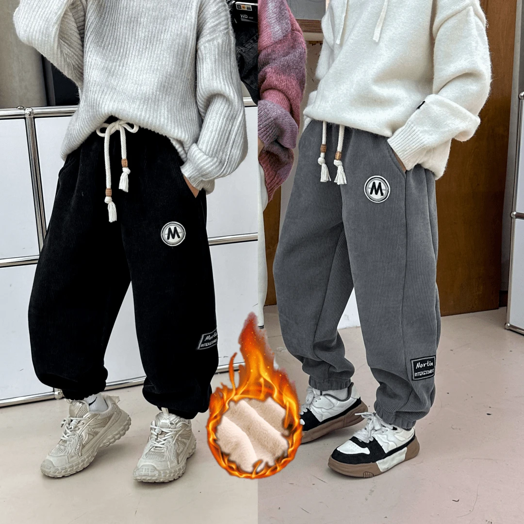 儿童裤子加绒男童裤子休闲外穿加厚休闲男童女童百搭长裤保暖冬季