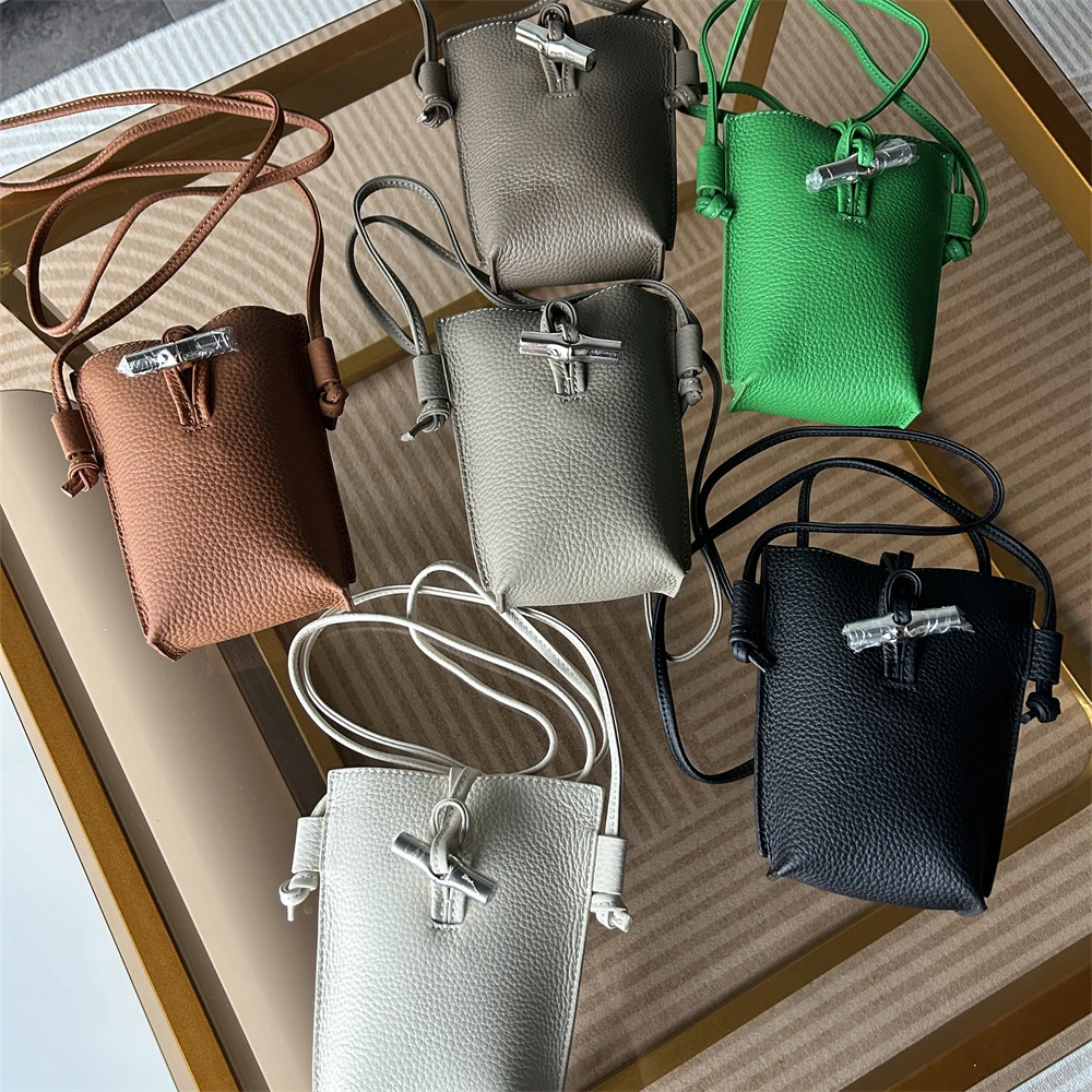 定制头层牛皮荔枝纹竹节手机包小斜挎迷你高级感逛街轻便小巧女包