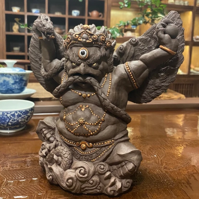 紫砂大鹏鸟 紫砂茶宠 描金版 刘祖铭 金翅大鹏鸟 纯手工 原矿紫泥