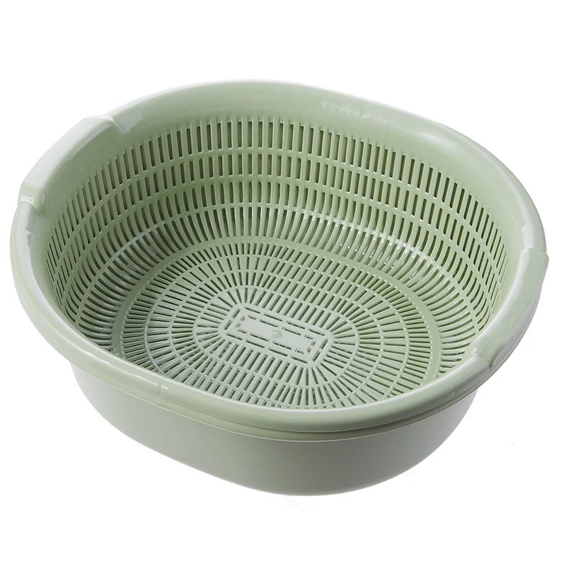 厨房2025洗菜盆大容量加厚双层厨房塑料洗菜盆沥水篮多功能滤水