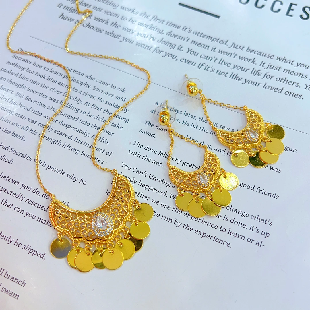 钛钢项链 伊帕尔阿依新款时尚百搭精美钛钢两件套 不掉色