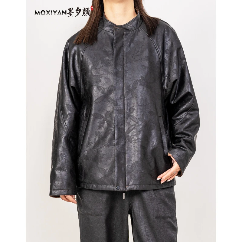 【墨夕颜】2023冬季新款桑蚕丝国风男士 玉兰重缎毛呢夹克-GZ-190