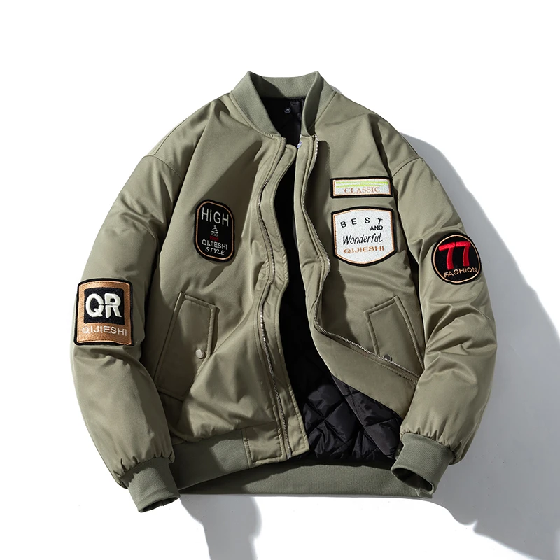 冬季高街贴布刺绣机车外套男女同款夹克加厚棉衣春秋宽松棒球服