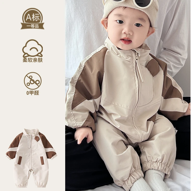 宝宝衣服秋装婴儿连体衣秋冬洋气男孩冲锋衣0-1岁婴幼儿外出服2潮
