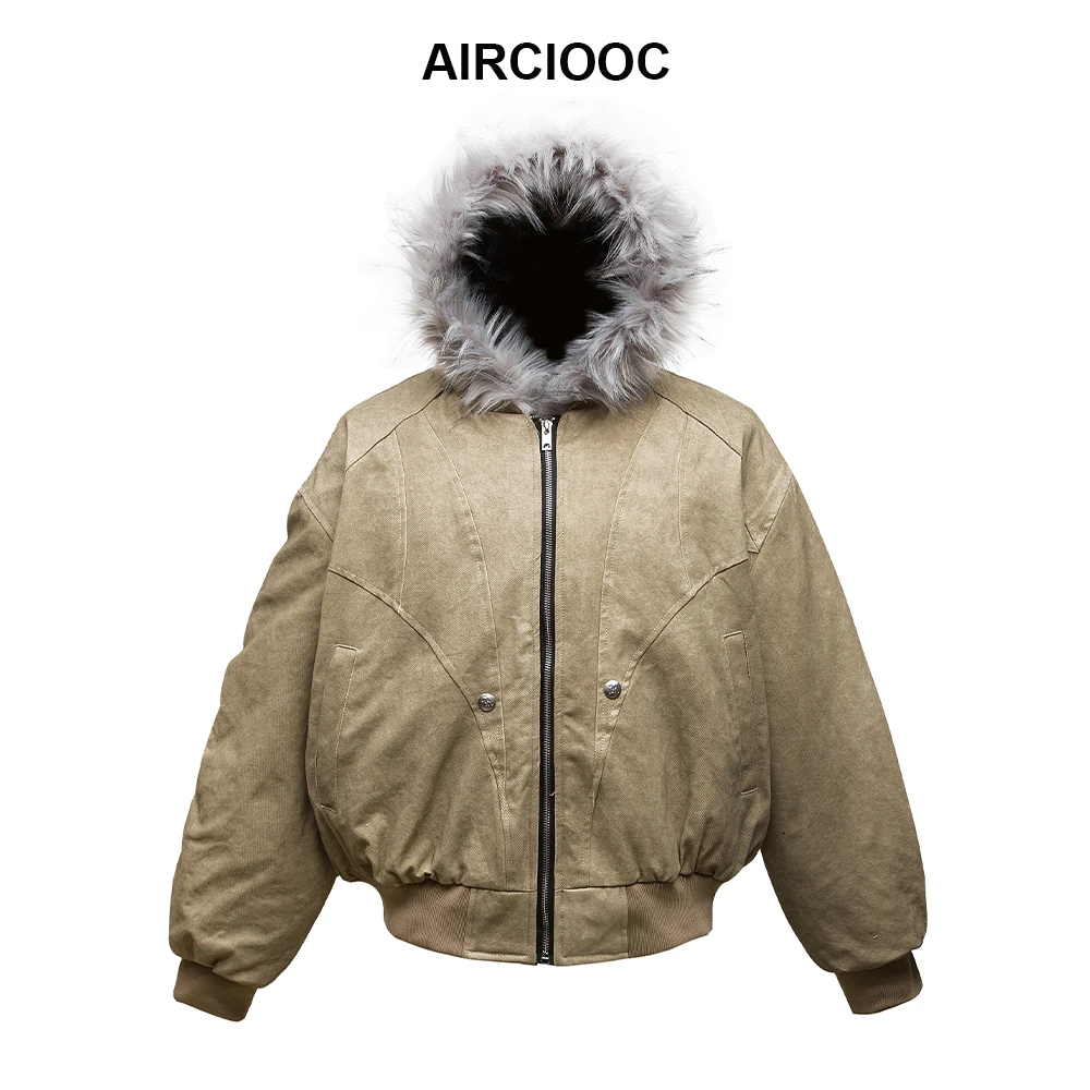 AIRCIOOC【沙丘】 座山雕加绒加厚外套cleanfit重帆布水洗棉服夹克