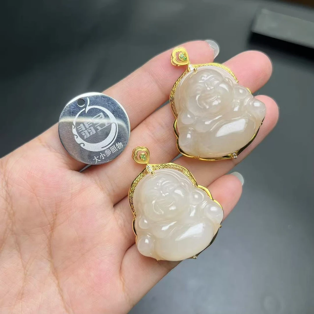 翡昱-N3-10275-和田玉吊坠18K金镶/约30*30*10/-多样性发其一-D