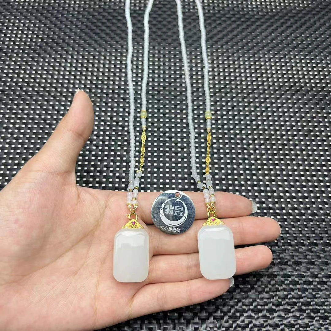 翡昱-N3-10420-和田玉珠链吊坠18k金扣/约143颗/-多样性发其一C